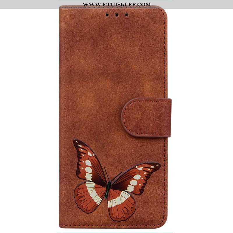 Etui Folio do Realme C35 Motyl Dotykający Skóry